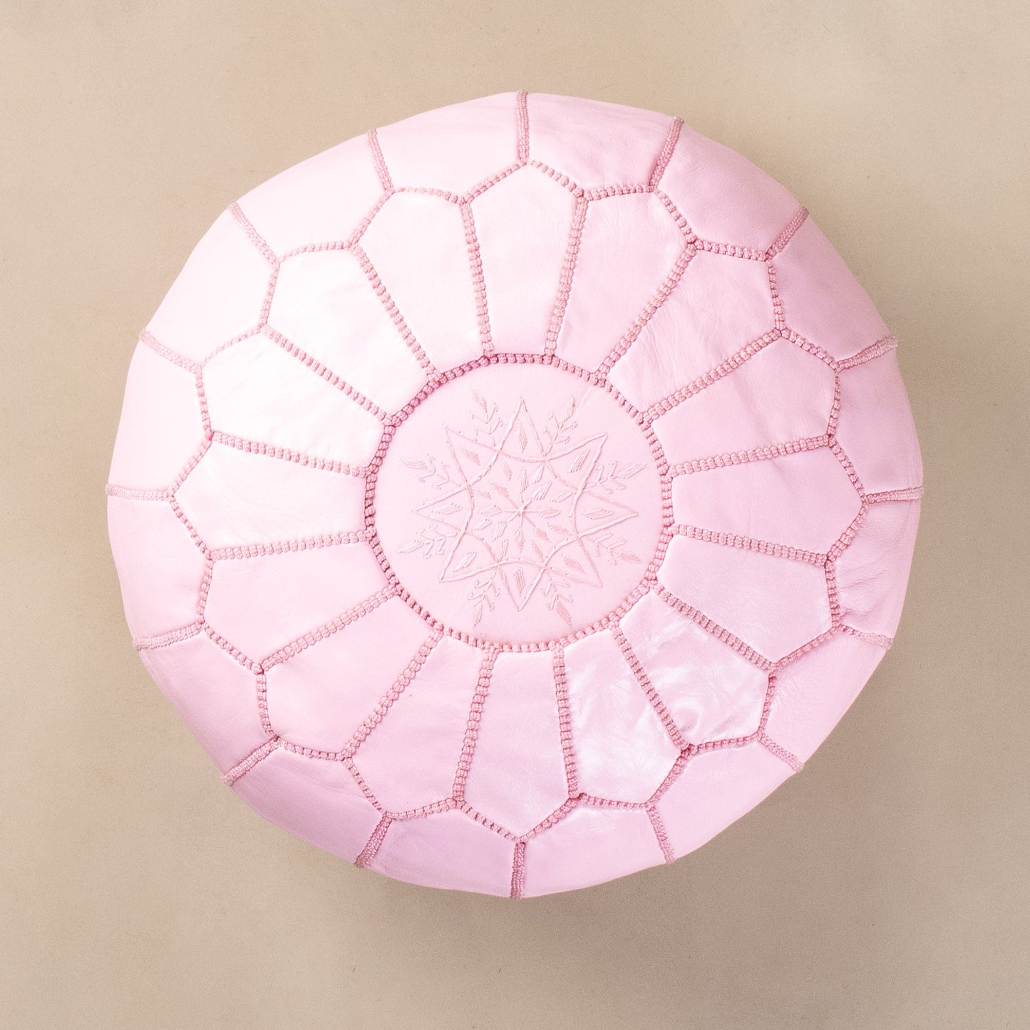 Authentic Moroccan Leather Pouf - Pink - TrendAura