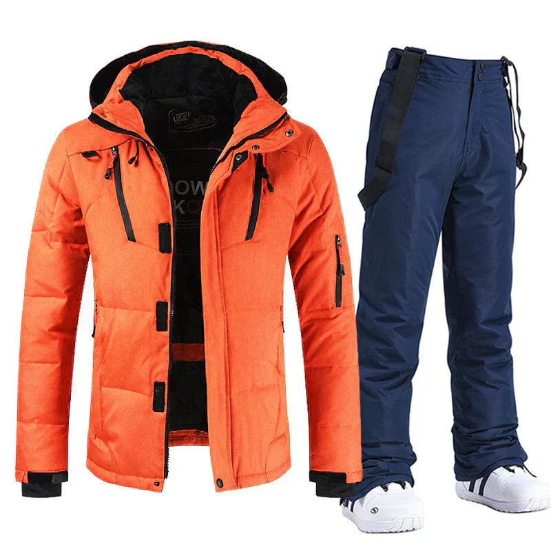 Waterproof and windproof men's ski set with jacket and pants