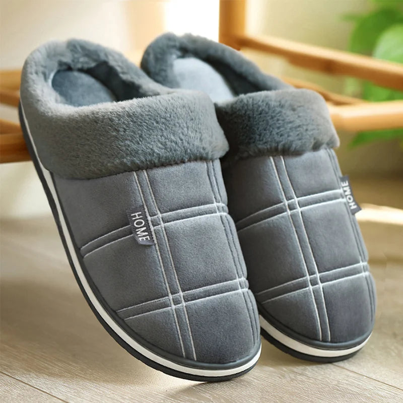 Men's Plaid Slip-On Slippers With Soft Warm Lining For Cozy Indoor Comfort At Home