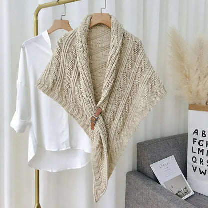 Petra Buckle Cable Knit Shawl