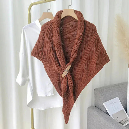 Petra Buckle Cable Knit Shawl