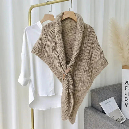 Petra Buckle Cable Knit Shawl