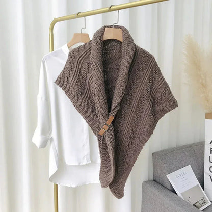 Petra Buckle Cable Knit Shawl