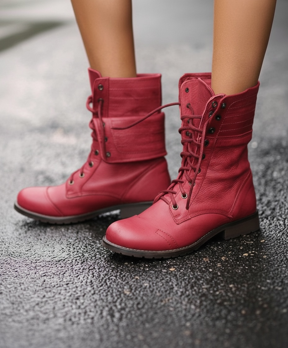 Women's Lace-Up Boots with Vintage Style and Durable Design