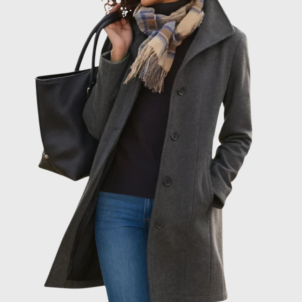 Women's Longline Coat with Open Front and Side Pockets