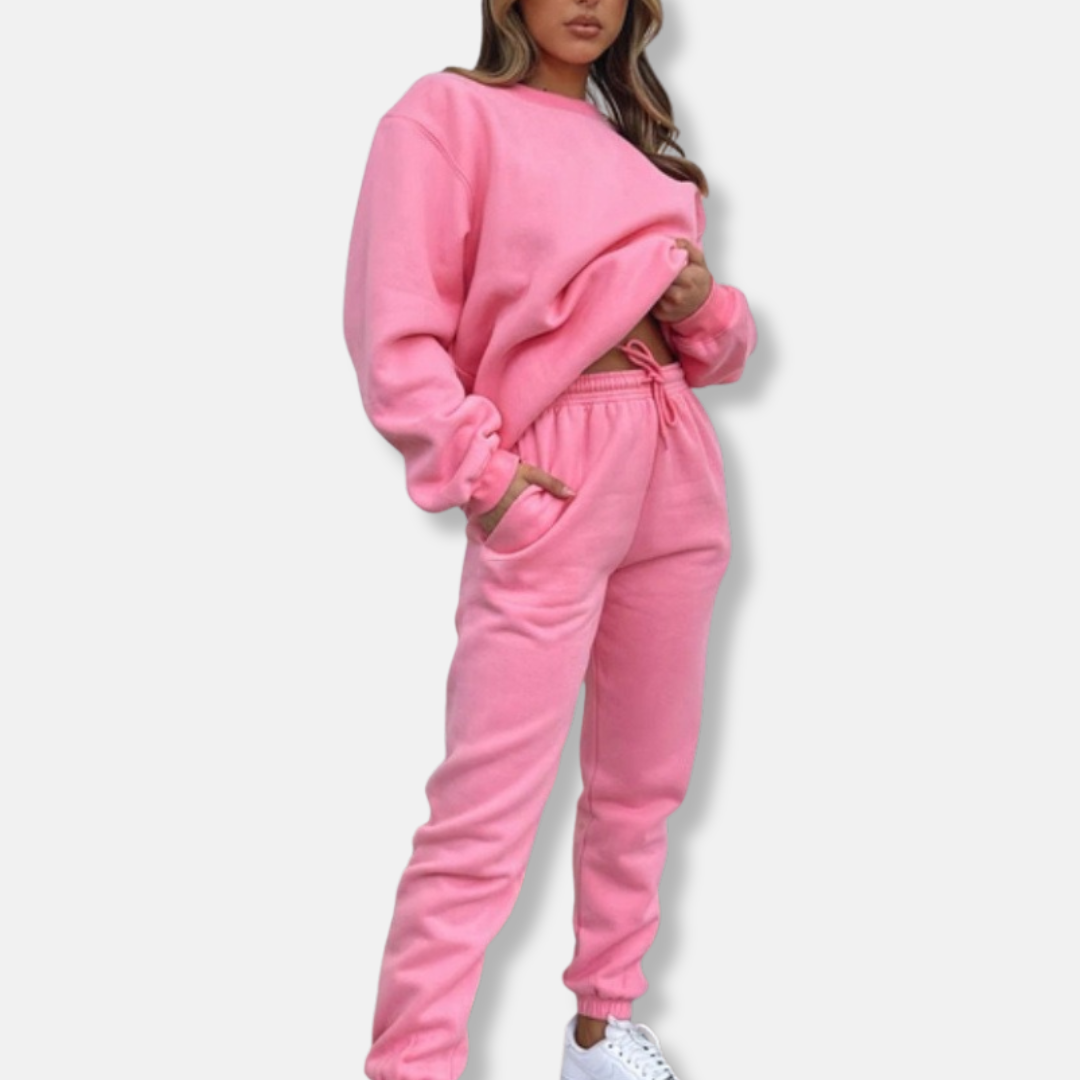 Women’s Two-Piece Set - Cotton Blend - Relaxed Fit - Elastic Drawstring Waist