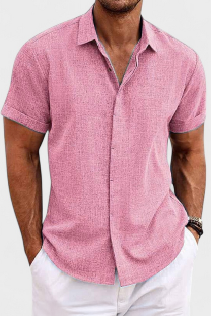 Men's Casual Short Sleeve Shirt Button Up Lightweight Breathable Regular Fit Essential