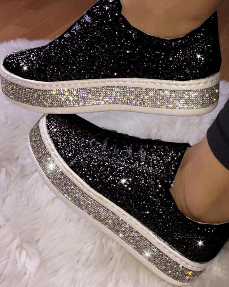 Glitter Platform Sneakers For Women Comfortable Casual Chic Everyday Wear For Trendsetters