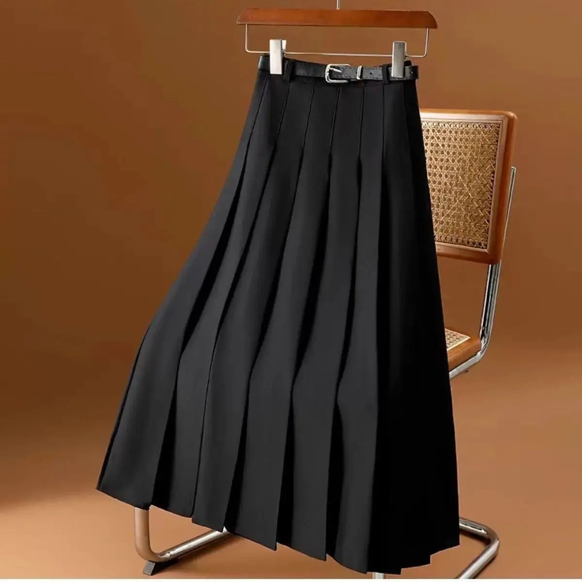 Pleated Black Midi Skirt for Women – Elegant & Versatile Style
