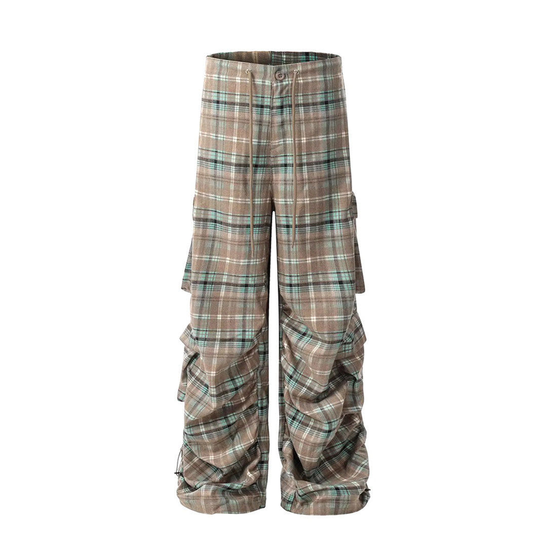 Heritage Pleated Plaid Cargo Pants
