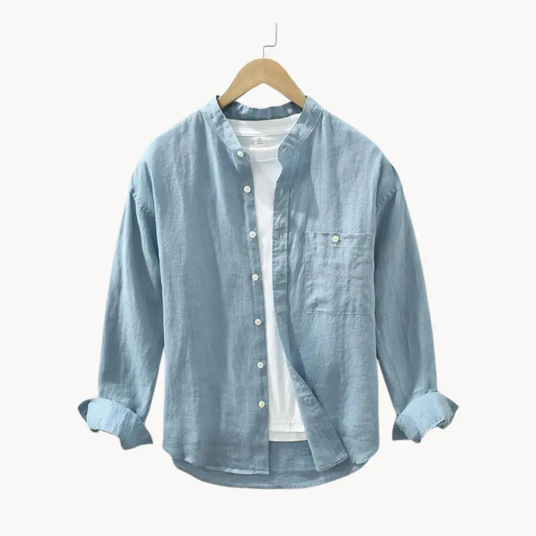 Prestige Linen Casual Shirt Slim Fit With Chest Pocket Washed Dye For Summer Unisex By TrendAura