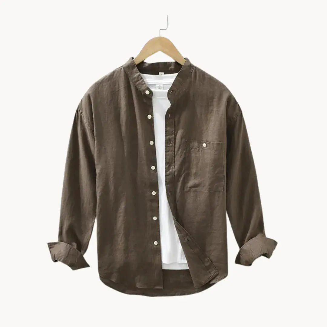 Prestige Linen Casual Shirt Slim Fit With Chest Pocket Washed Dye For Summer Unisex By TrendAura