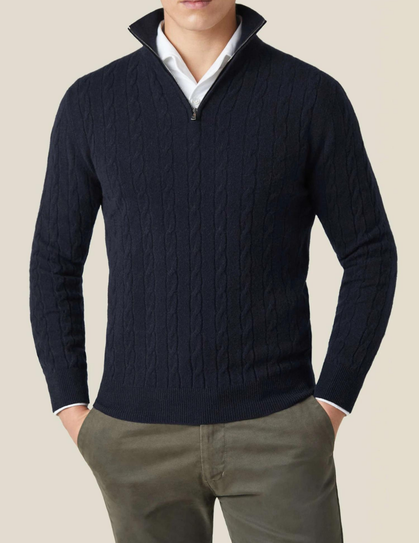 Cable Knit Zip Pullover With Premium Adjustable Warmth For Casual Everyday Wear All Seasons