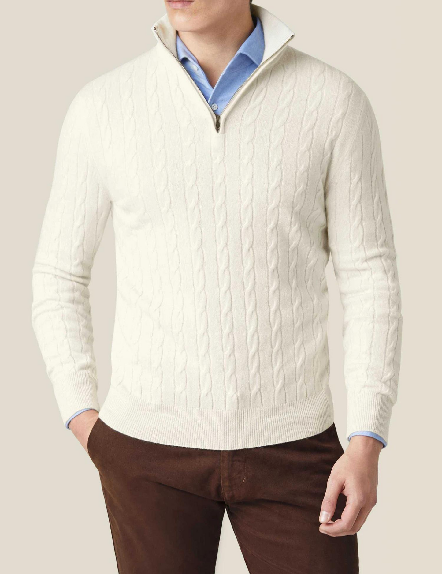 Cable Knit Zip Pullover With Premium Adjustable Warmth For Casual Everyday Wear All Seasons