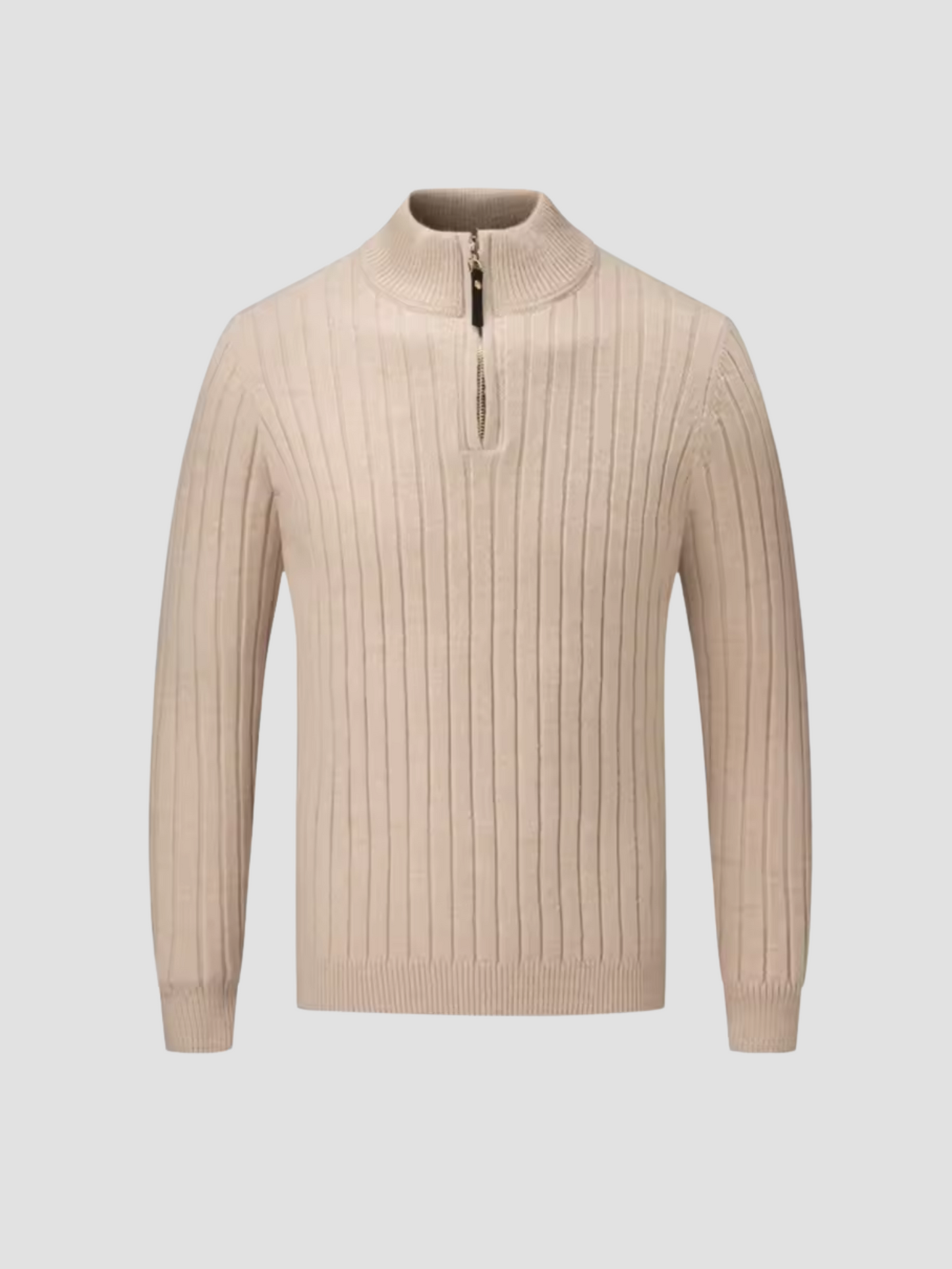 Men's Half Zip Pullover Sweater With Premium Ribbed Fabric For Structured Fit And Everyday Comfort