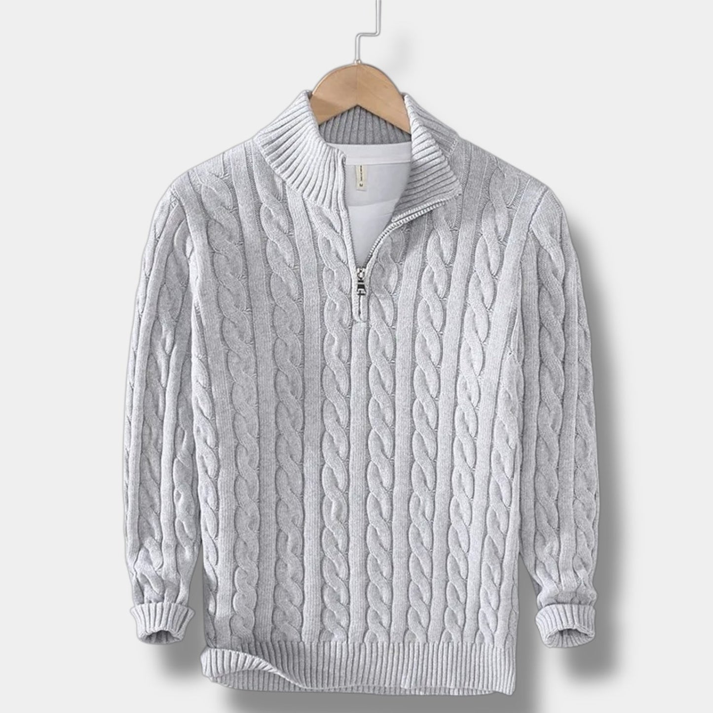 Unisex Half Zip Pullover With Stand Up Collar Soft Jacquard Knit Cozy Everyday Comfort All Season