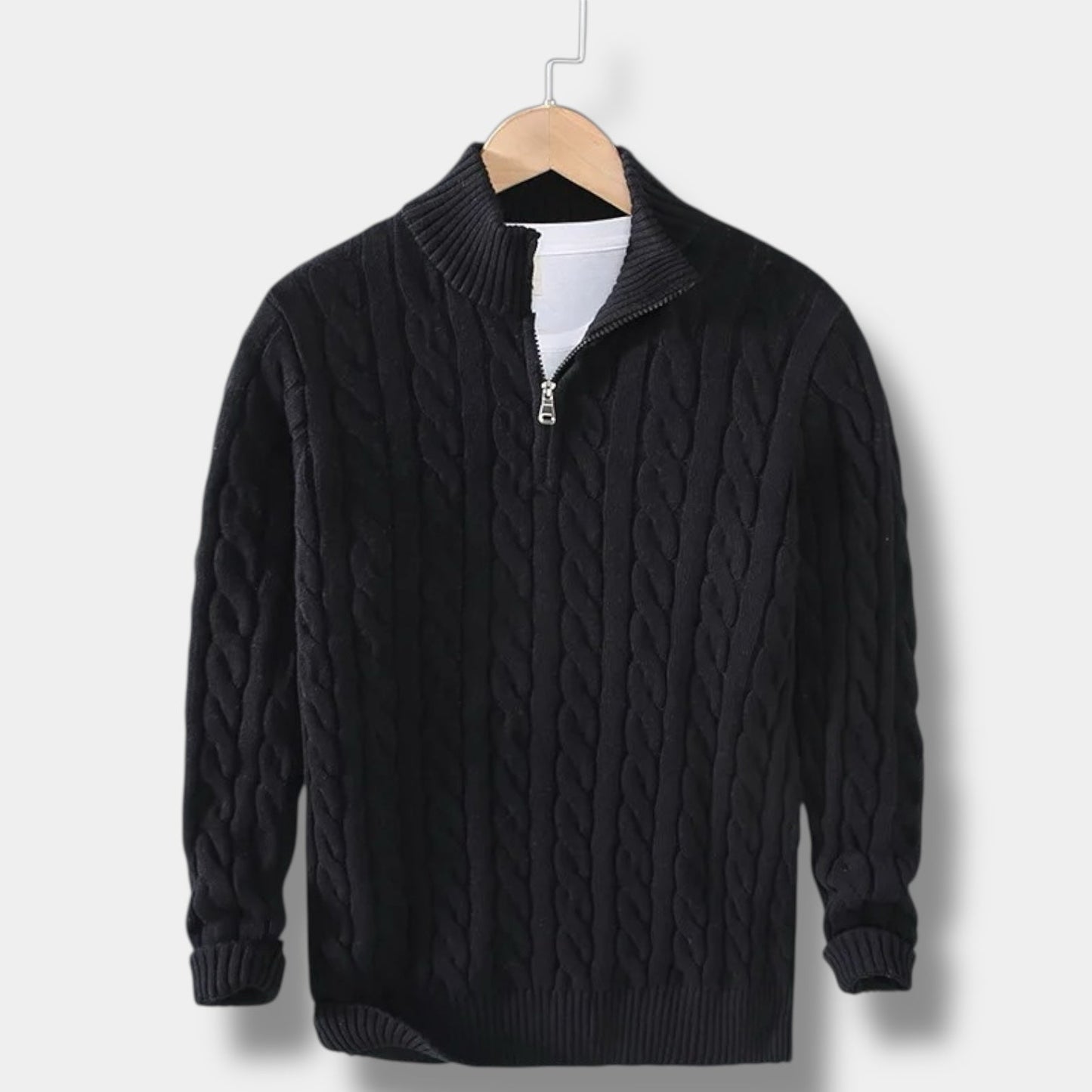 Unisex Half Zip Pullover With Stand Up Collar Soft Jacquard Knit Cozy Everyday Comfort All Season