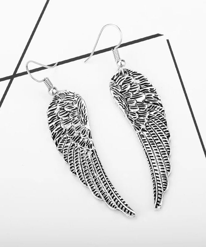 Boucles d'oreilles créoles ailes d'ange en argent sterling style punk rétro - TrendAura