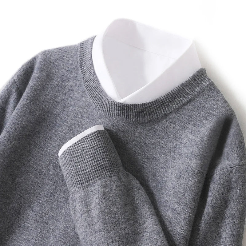 PureWool Men's Crew Neck Sweater by TrendAura Classic Warm Wool Knit for Everyday Wear