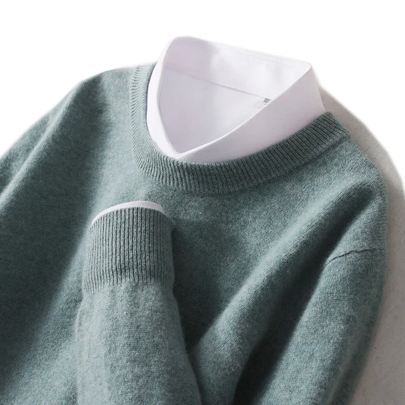 PureWool Men's Crew Neck Sweater by TrendAura Classic Warm Wool Knit for Everyday Wear