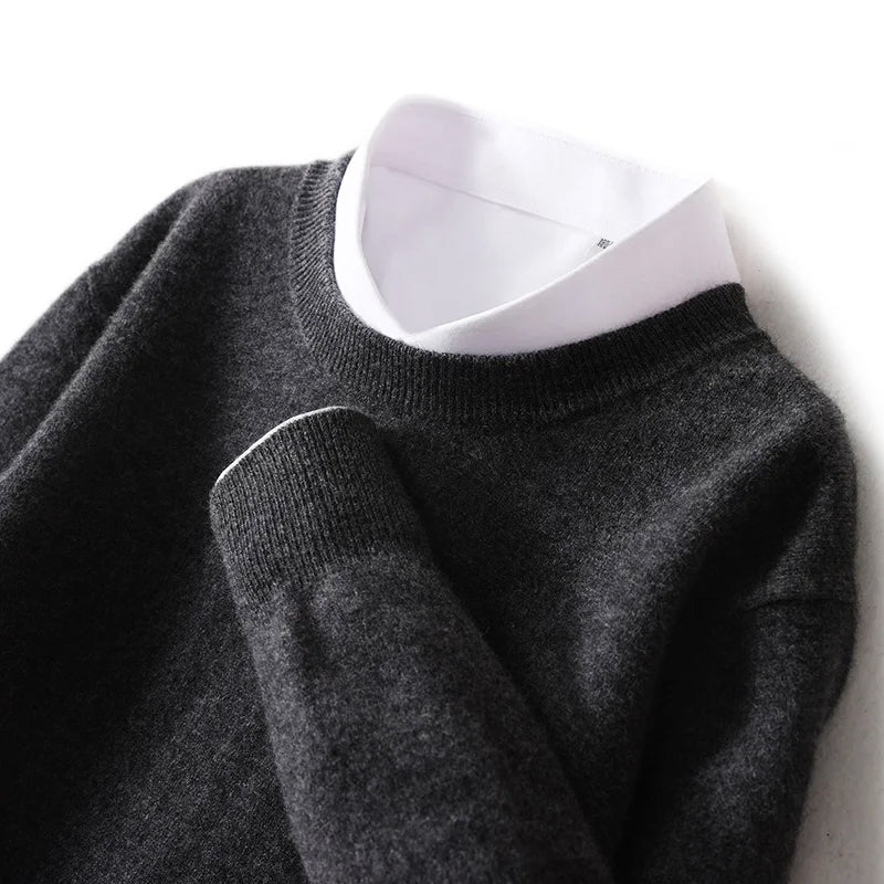 PureWool Men's Crew Neck Sweater by TrendAura Classic Warm Wool Knit for Everyday Wear