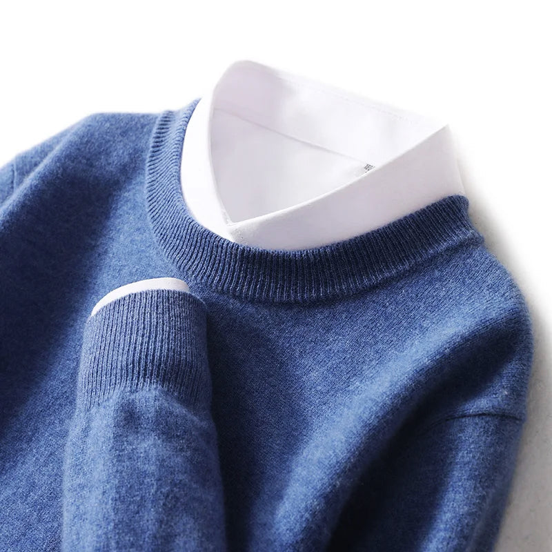 PureWool Men's Crew Neck Sweater by TrendAura Classic Warm Wool Knit for Everyday Wear