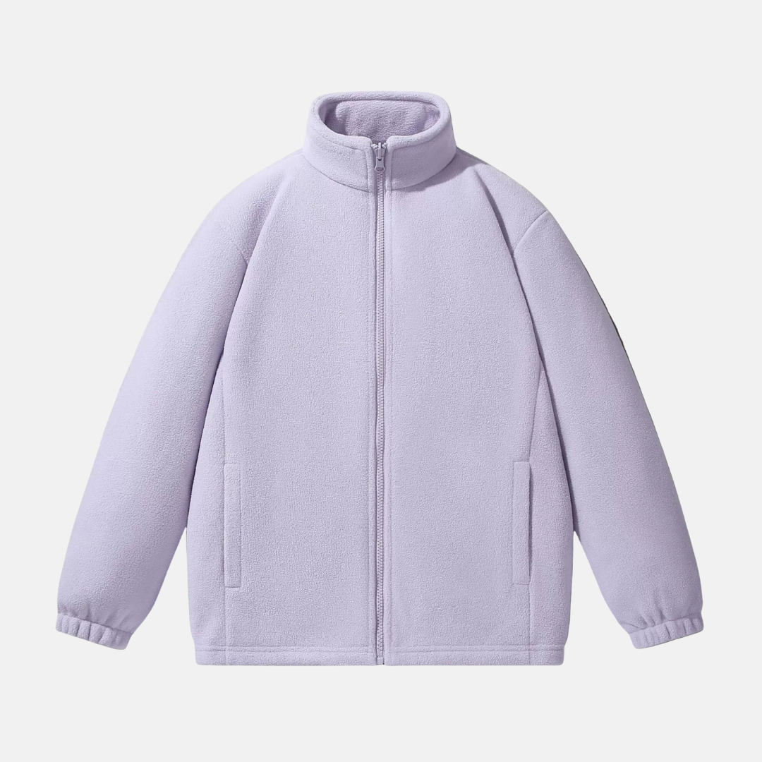 Men's Fleece Jacket With Stand Up Collar Full Zip Relaxed Fit Winter Outerwear By TrendAura