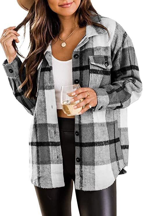 Women's Shirt - Soft Flannel - Classic Button Closure - Checkered Pattern - Long-Sleeved