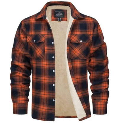 Forettern Fleece Jacket With Checkered Pattern For Men Warm Stylish Winter Jacket By TrendAura