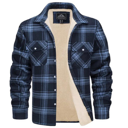Forettern Fleece Jacket With Checkered Pattern For Men Warm Stylish Winter Jacket By TrendAura