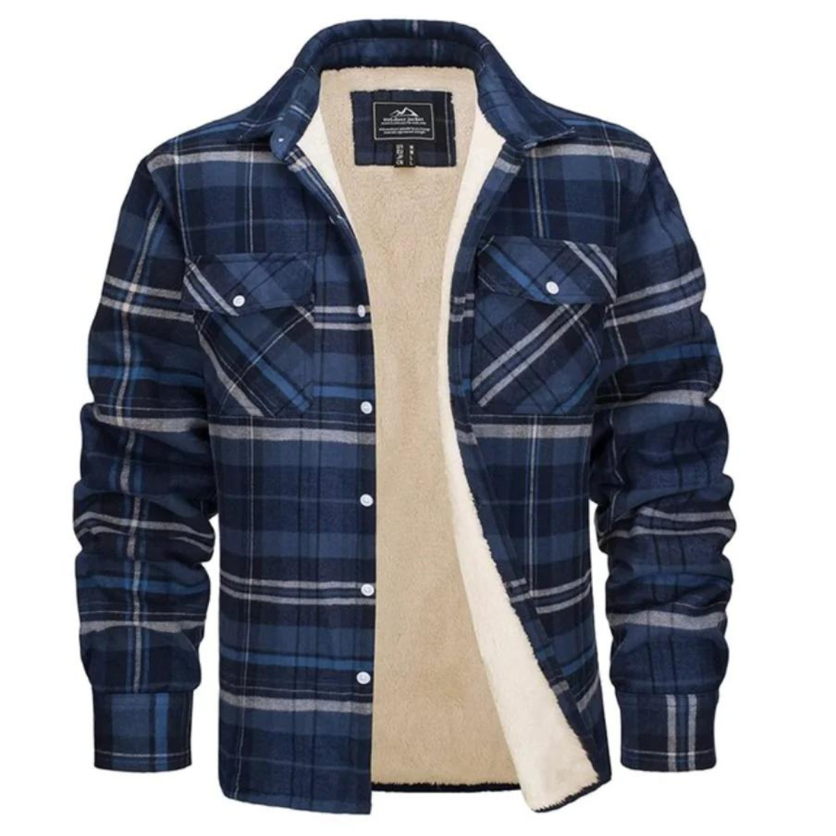 Forettern Fleece Jacket With Checkered Pattern For Men Warm Stylish Winter Jacket By TrendAura