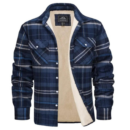 Forettern Fleece Jacket With Checkered Pattern For Men Warm Stylish Winter Jacket By TrendAura