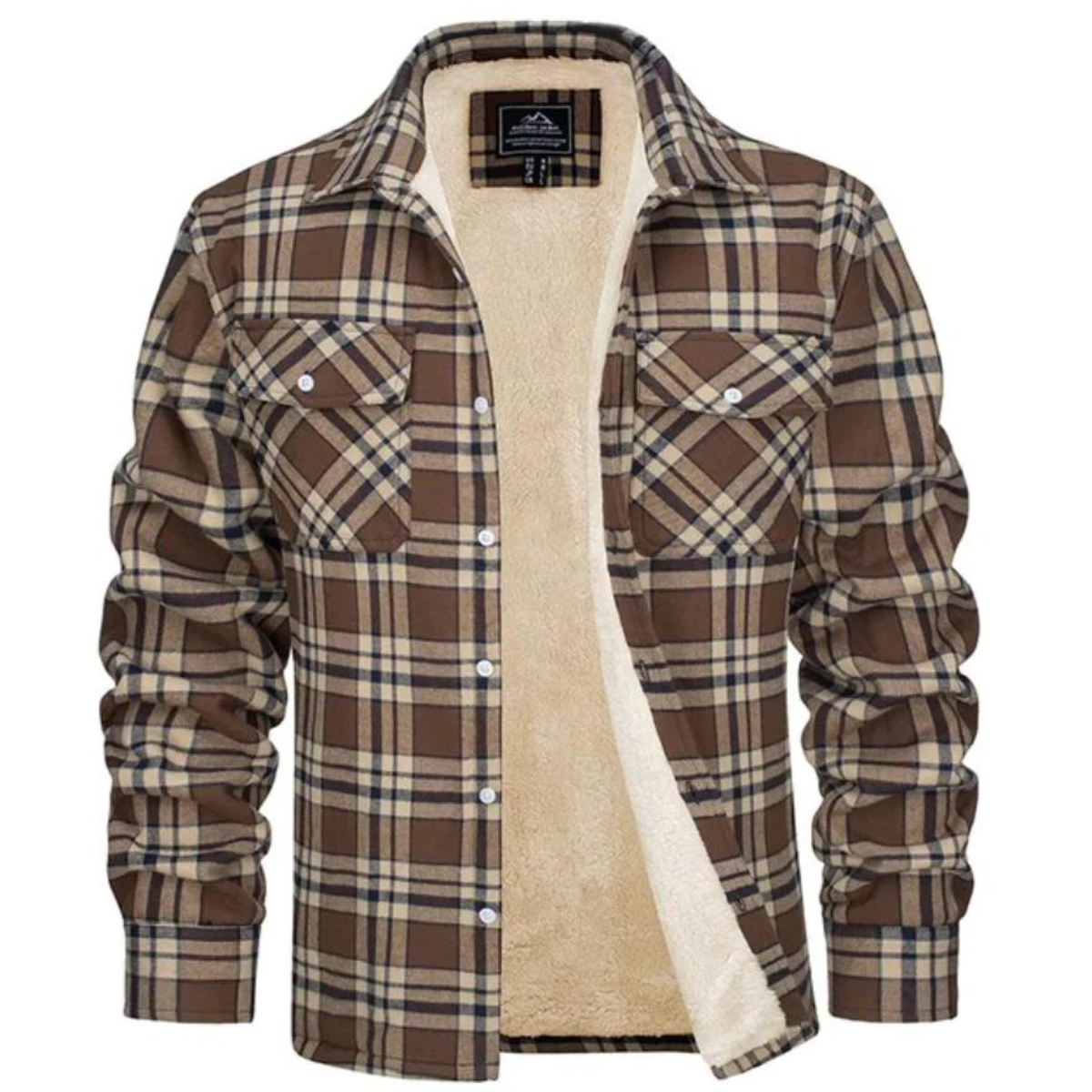 Forettern Fleece Jacket With Checkered Pattern For Men Warm Stylish Winter Jacket By TrendAura