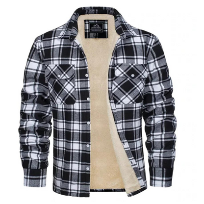 Forettern Fleece Jacket With Checkered Pattern For Men Warm Stylish Winter Jacket By TrendAura
