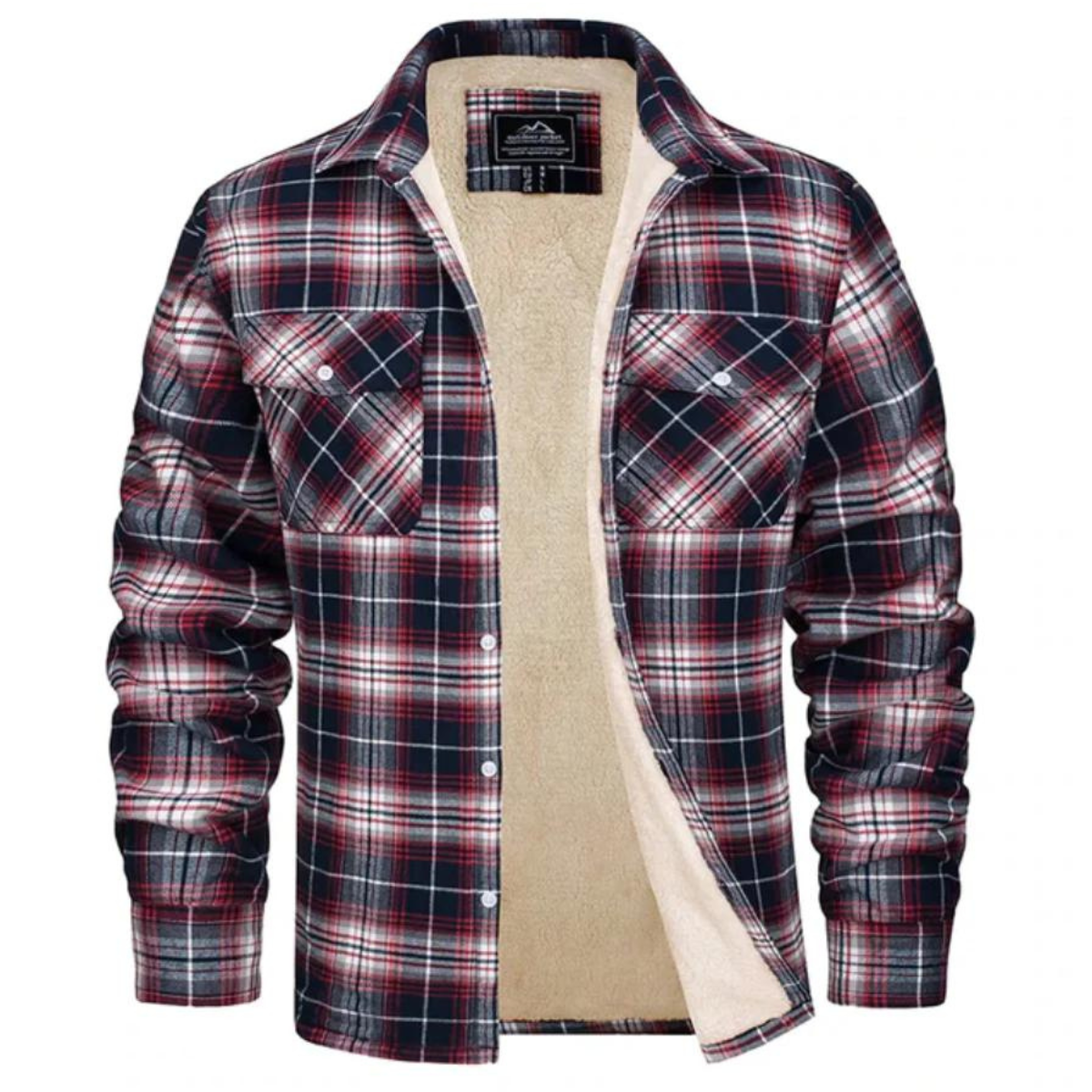 Forettern Fleece Jacket With Checkered Pattern For Men Warm Stylish Winter Jacket By TrendAura
