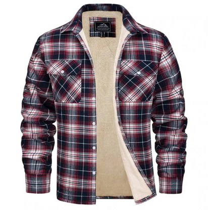 Forettern Fleece Jacket With Checkered Pattern For Men Warm Stylish Winter Jacket By TrendAura