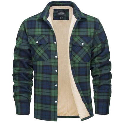 Forettern Fleece Jacket With Checkered Pattern For Men Warm Stylish Winter Jacket By TrendAura