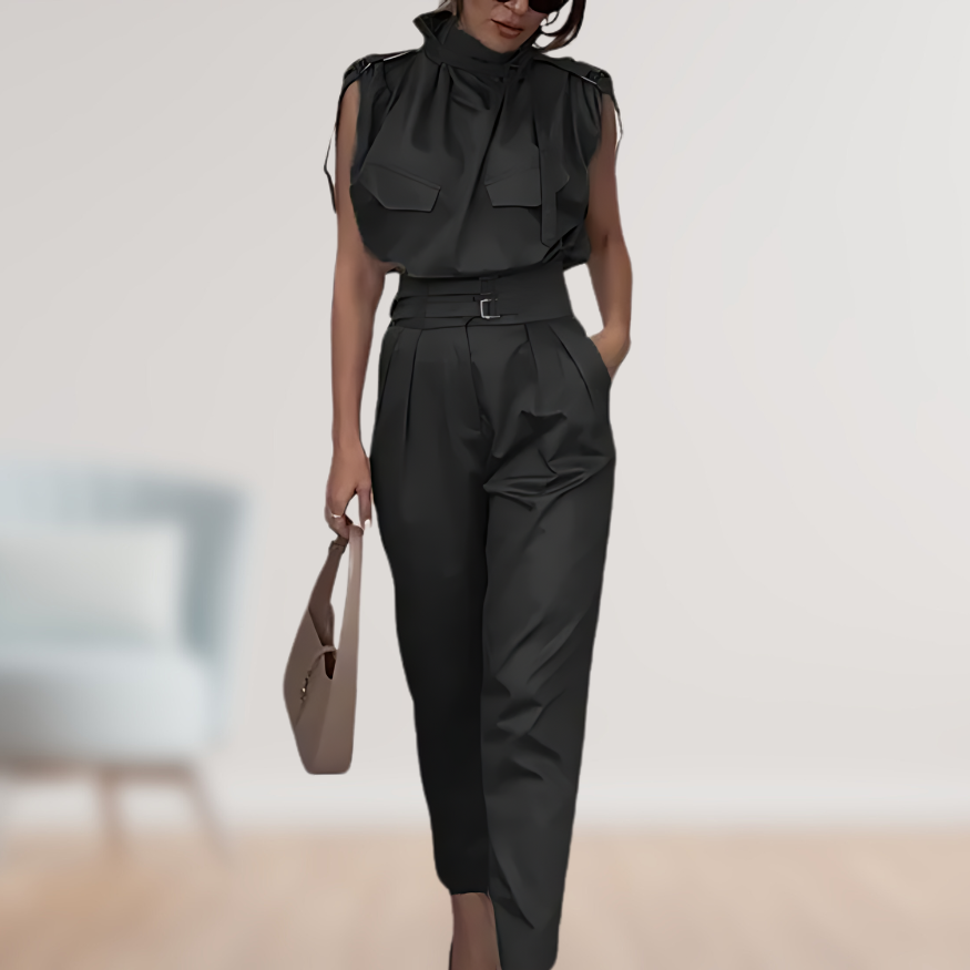 Beatrix | Women's Jumpsuit with Belt, Sleeveless, Elegant and Modern