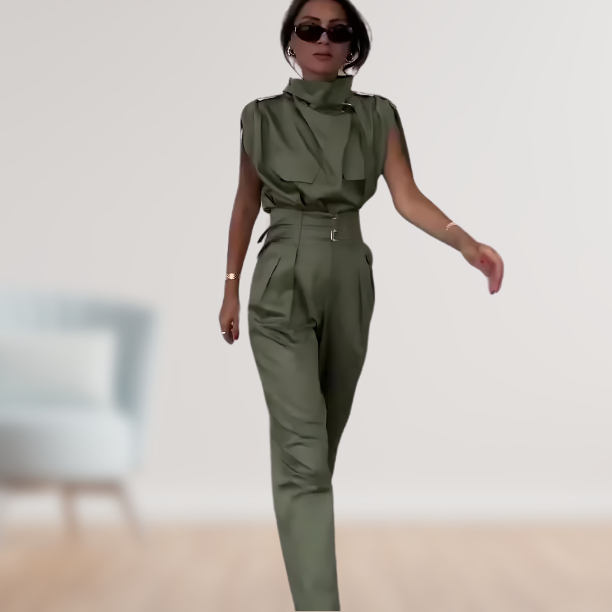 Beatrix | Women's Jumpsuit with Belt, Sleeveless, Elegant and Modern