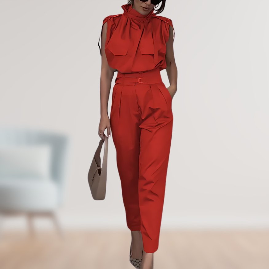 Beatrix | Women's Jumpsuit with Belt, Sleeveless, Elegant and Modern