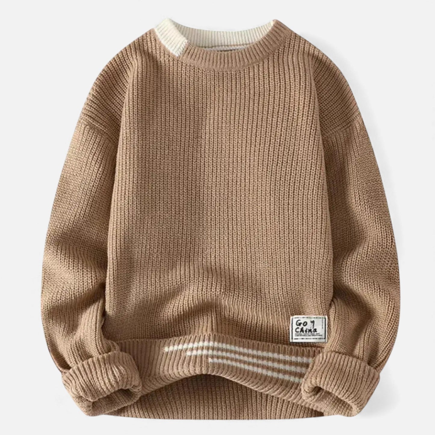 Ancient World | Classic Knit Sweater Men – Elegant Patchwork