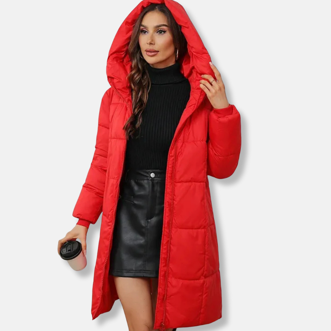 Women’s Puffer Coat - Quilted - Insulated - Hooded - Above Knee Length