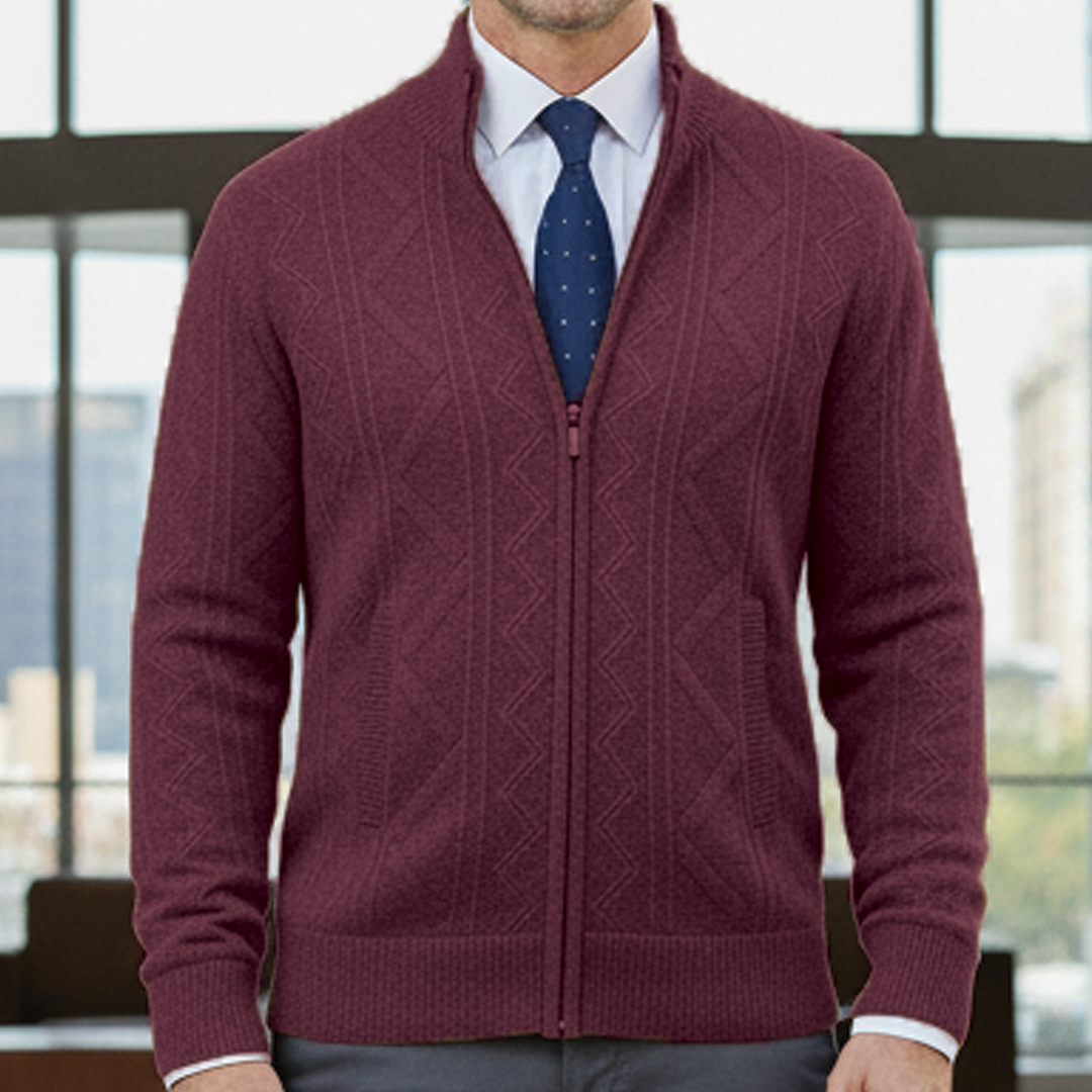 Luke Business Cardigan By TrendAura Breathable Zip Up Knit For Professional Office And All Day Comfort