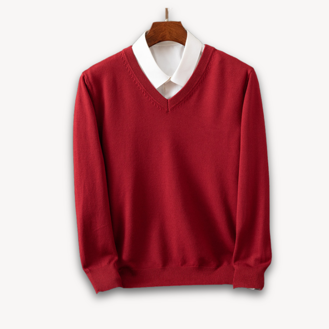 TrendAura Men's V Neck Slim Fit Sweater In Soft Knit With Ribbed Edges For Versatile Style