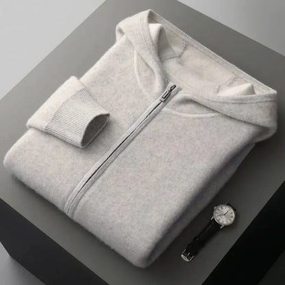 Reece Cashmere Hooded Full-Zip Sweater