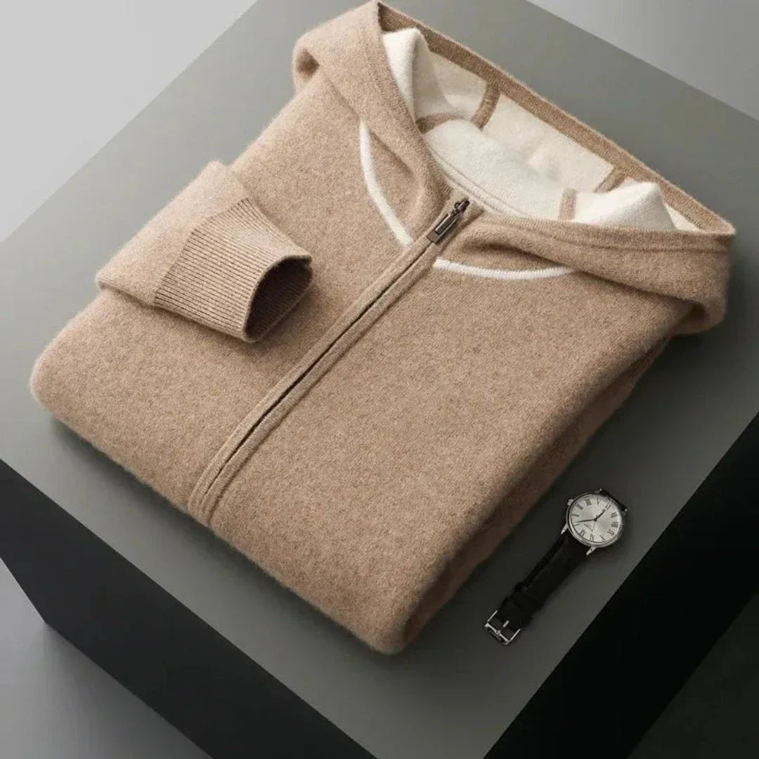 Reece Cashmere Hooded Full-Zip Sweater