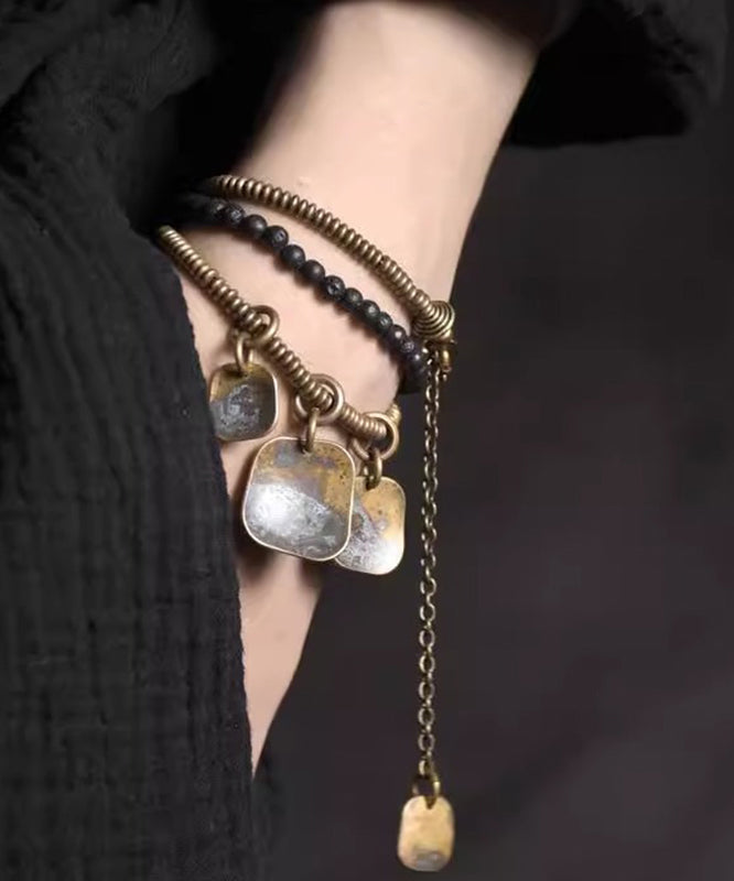 Bracelet à breloques rétro en perles de cuivre pour hommes, design unisexe - TrendAura