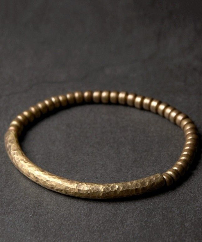 Bracelet homme rétro en perles patchwork dorées et cuivrées - TrendAura