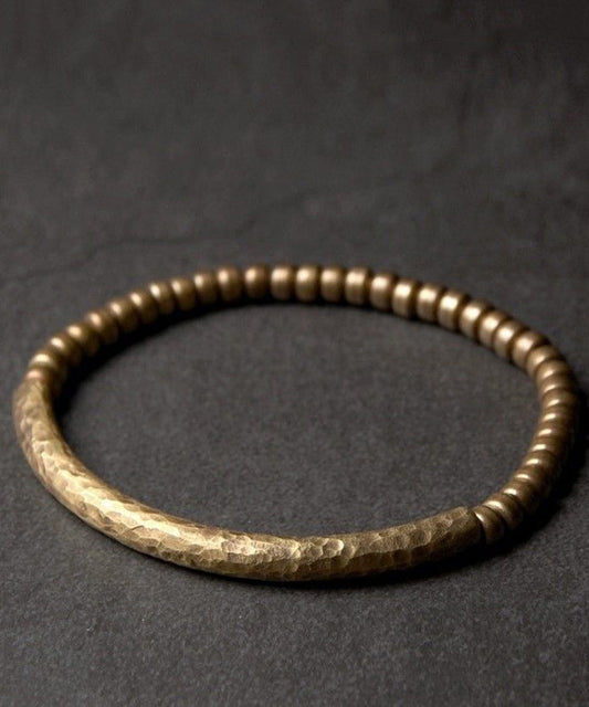 Bracelet homme rétro en perles patchwork dorées et cuivrées - TrendAura
