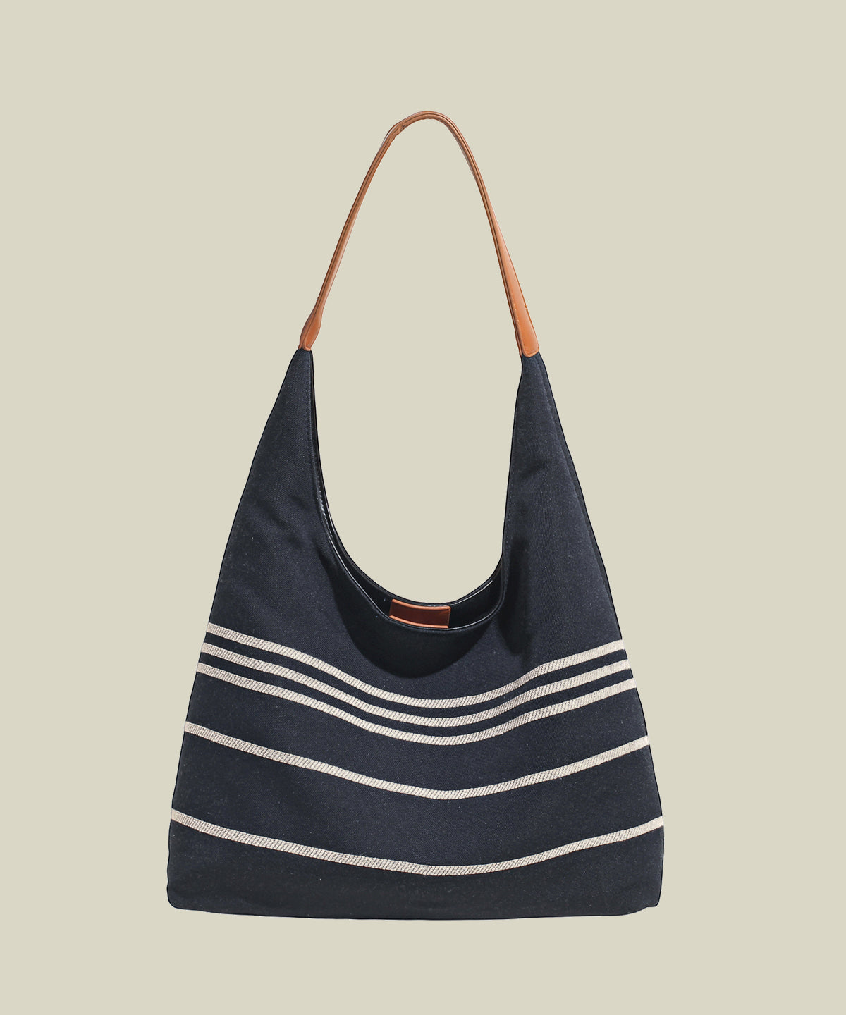 Sac à main rétro en toile solide et durable à rayures bleu marine - TrendAura